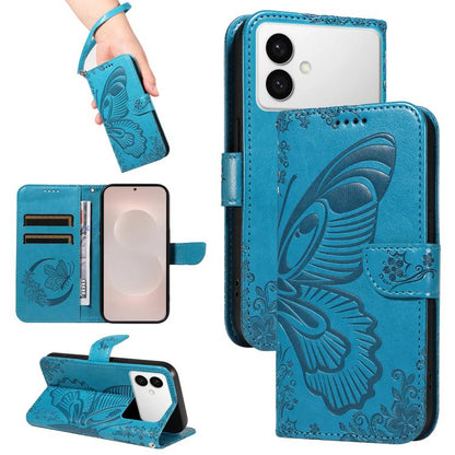 Swallowtail Butterfly Embossed Leather Phone Case, For Galaxy S26 FE 5G, For Galaxy S26+ 5G, For Galaxy S26 Edge 5G, For Galaxy S26 Ultra 5G