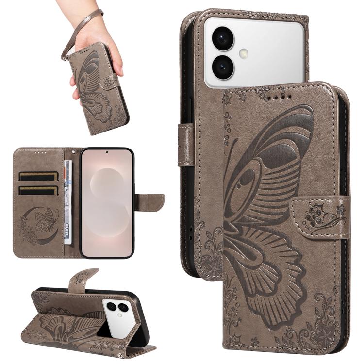 Swallowtail Butterfly Embossed Leather Phone Case, For Galaxy S26 FE 5G, For Galaxy S26+ 5G, For Galaxy S26 Edge 5G, For Galaxy S26 Ultra 5G