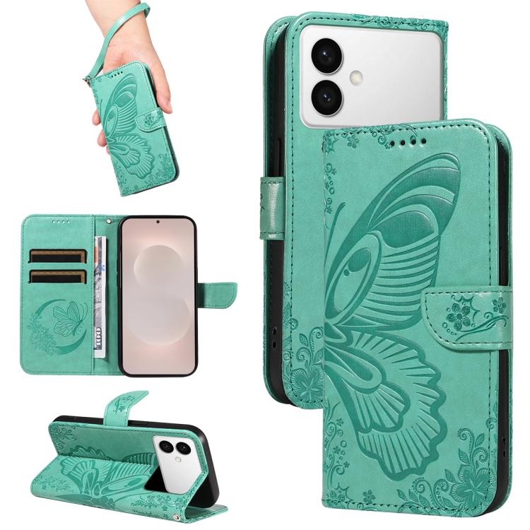 Swallowtail Butterfly Embossed Leather Phone Case, For Galaxy S26 FE 5G, For Galaxy S26+ 5G, For Galaxy S26 Edge 5G, For Galaxy S26 Ultra 5G