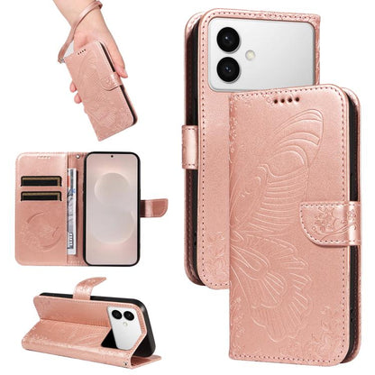 Swallowtail Butterfly Embossed Leather Phone Case, For Galaxy S26 FE 5G, For Galaxy S26+ 5G, For Galaxy S26 Edge 5G, For Galaxy S26 Ultra 5G