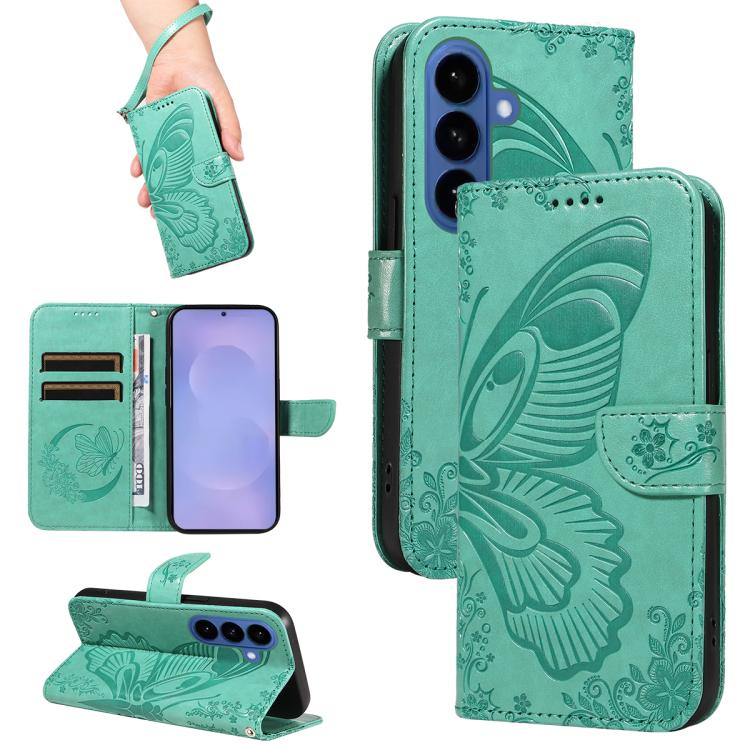 Swallowtail Butterfly Embossed Leather Phone Case, For Galaxy S26 5G, For Galaxy S25 FE 5G, For Galaxy S25 / S24 5G, For Galaxy S25+ / S24+ 5G