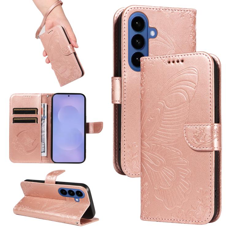 Swallowtail Butterfly Embossed Leather Phone Case, For Galaxy S26 5G, For Galaxy S25 FE 5G, For Galaxy S25 / S24 5G, For Galaxy S25+ / S24+ 5G