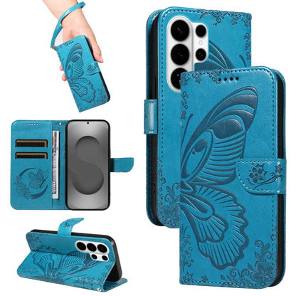 Swallowtail Butterfly Embossed Leather Phone Case, For Galaxy S26 FE 5G, For Galaxy S26+ 5G, For Galaxy S26 Edge 5G, For Galaxy S26 Ultra 5G