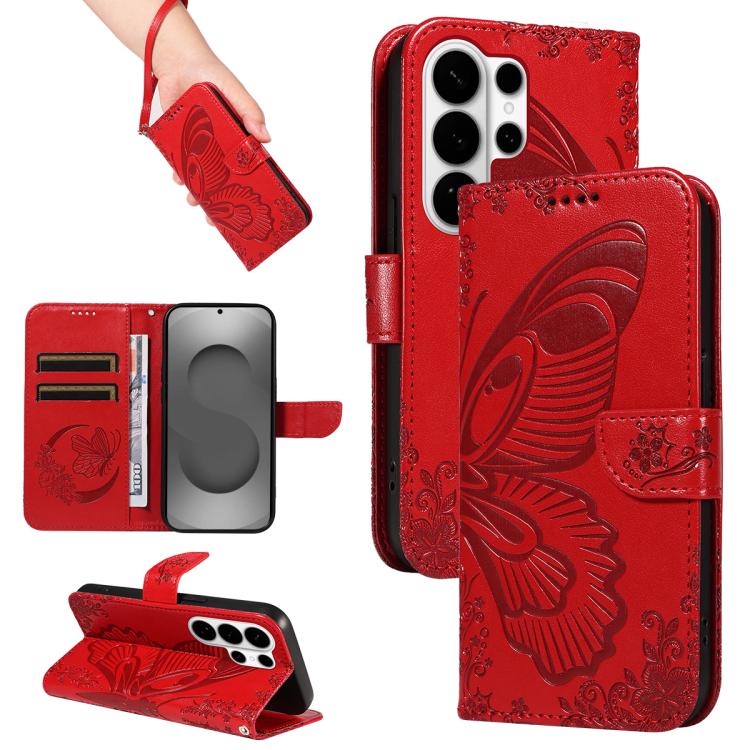 Swallowtail Butterfly Embossed Leather Phone Case, For Galaxy S26 FE 5G, For Galaxy S26+ 5G, For Galaxy S26 Edge 5G, For Galaxy S26 Ultra 5G