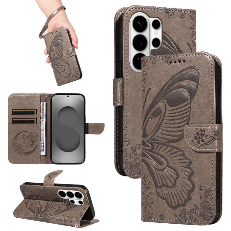 Swallowtail Butterfly Embossed Leather Phone Case, For Galaxy S26 FE 5G, For Galaxy S26+ 5G, For Galaxy S26 Edge 5G, For Galaxy S26 Ultra 5G