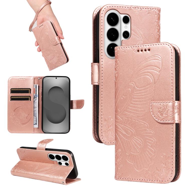Swallowtail Butterfly Embossed Leather Phone Case, For Samsung Galaxy S26+ 5G, For Samsung Galaxy S26 Edge 5G, For Samsung Galaxy S26 Ultra 5G, For Samsung Galaxy S26 5G