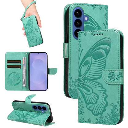 Swallowtail Butterfly Embossed Leather Phone Case, For Galaxy S26 FE 5G, For Galaxy S26+ 5G, For Galaxy S26 Edge 5G, For Galaxy S26 Ultra 5G