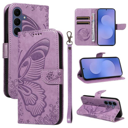 Swallowtail Butterfly Embossed Leather Phone Case, For Galaxy S26 FE 5G, For Galaxy S26+ 5G, For Galaxy S26 Edge 5G, For Galaxy S26 Ultra 5G