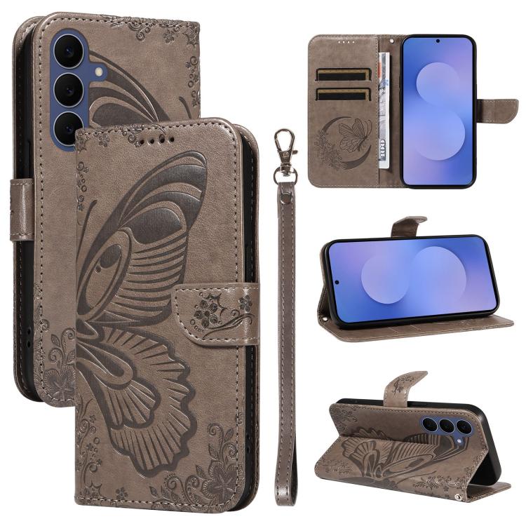 Swallowtail Butterfly Embossed Leather Phone Case, For Galaxy S26 FE 5G, For Galaxy S26+ 5G, For Galaxy S26 Edge 5G, For Galaxy S26 Ultra 5G
