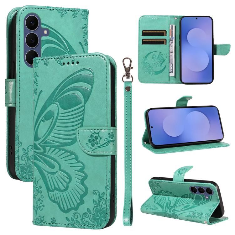 Swallowtail Butterfly Embossed Leather Phone Case, For Galaxy S26 FE 5G, For Galaxy S26+ 5G, For Galaxy S26 Edge 5G, For Galaxy S26 Ultra 5G