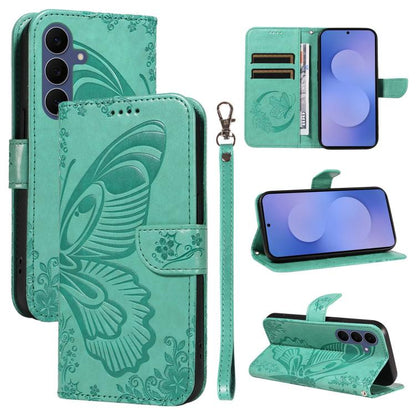 Swallowtail Butterfly Embossed Leather Phone Case, For Galaxy S26 FE 5G, For Galaxy S26+ 5G, For Galaxy S26 Edge 5G, For Galaxy S26 Ultra 5G