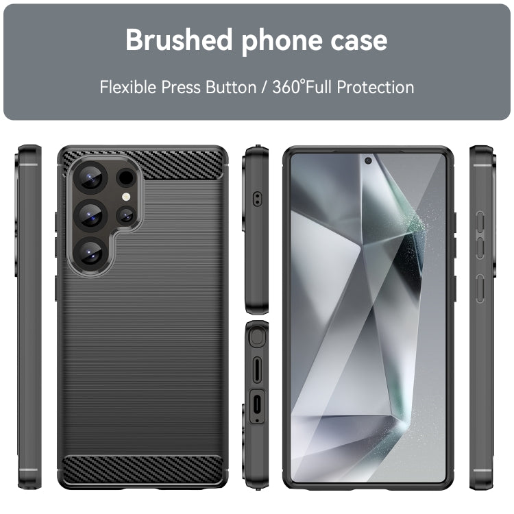 Carbon Fiber Brushed Texture TPU Phone Case, For Samsung Galaxy S25 Ultra 5G, For Samsung Galaxy S24 FE 5G