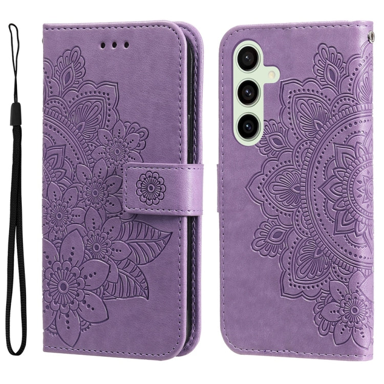 Seven-petal Flowers Embossing Leather Phone Case, For Samsung Galaxy S24 FE 5G