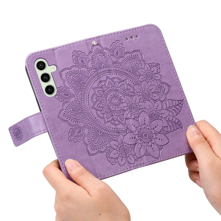 Seven-petal Flowers Embossing Leather Phone Case, For Samsung Galaxy S24 FE 5G