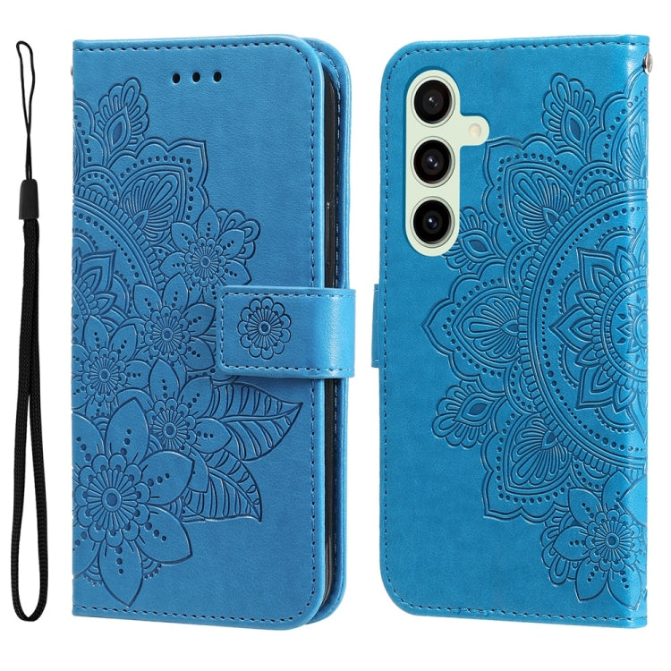 Seven-petal Flowers Embossing Leather Phone Case, For Samsung Galaxy S24 FE 5G