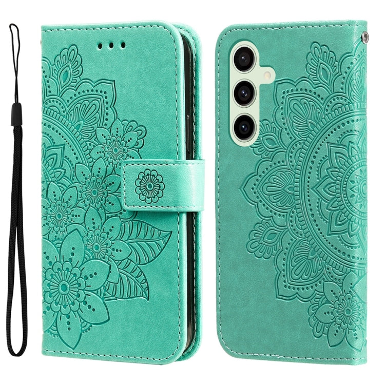 Seven-petal Flowers Embossing Leather Phone Case, For Samsung Galaxy S24 FE 5G