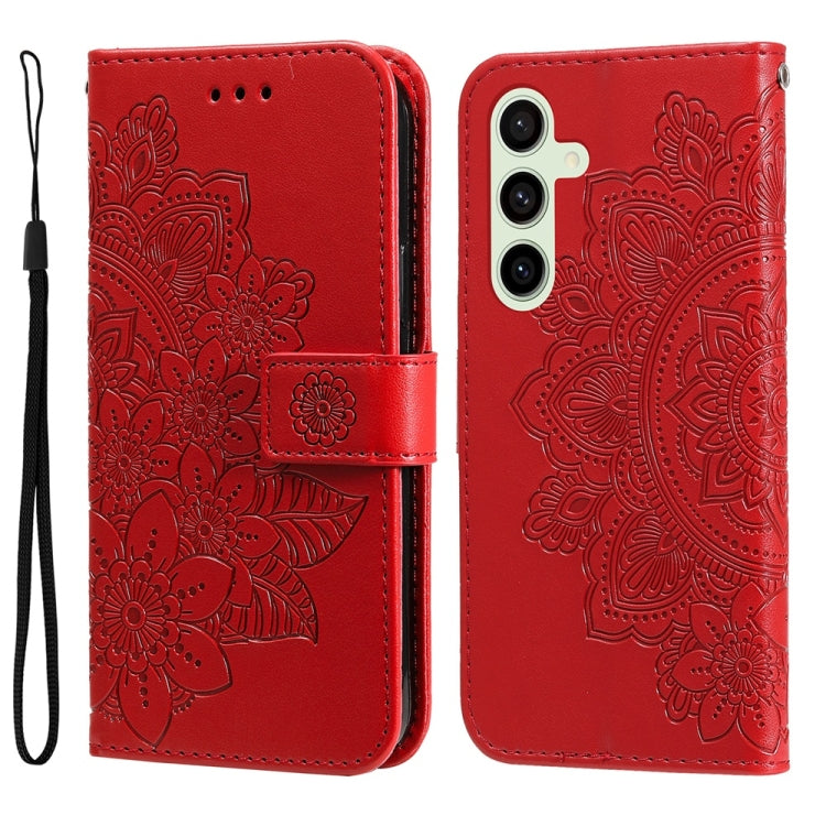 Seven-petal Flowers Embossing Leather Phone Case, For Galaxy S25 Ultra 5G, For Galaxy S24 FE 5G
