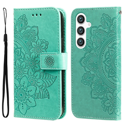 Seven-petal Flowers Embossing Leather Phone Case, For Samsung Galaxy S25 Edge 5G, For Samsung Galaxy S25 5G, For Samsung Galaxy S25+ 5G, For Samsung Galaxy S25 Ultra 5G