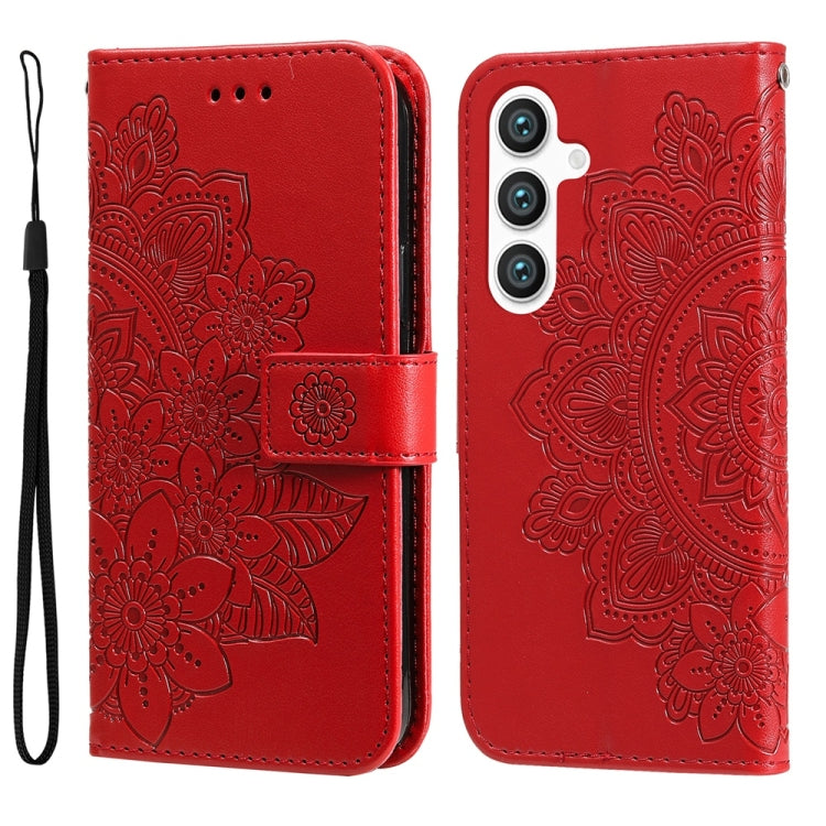 Seven-petal Flowers Embossing Leather Phone Case, For Galaxy S26 5G, For Galaxy S25 Edge 5G, For Galaxy S25 5G, For Galaxy S25+ 5G