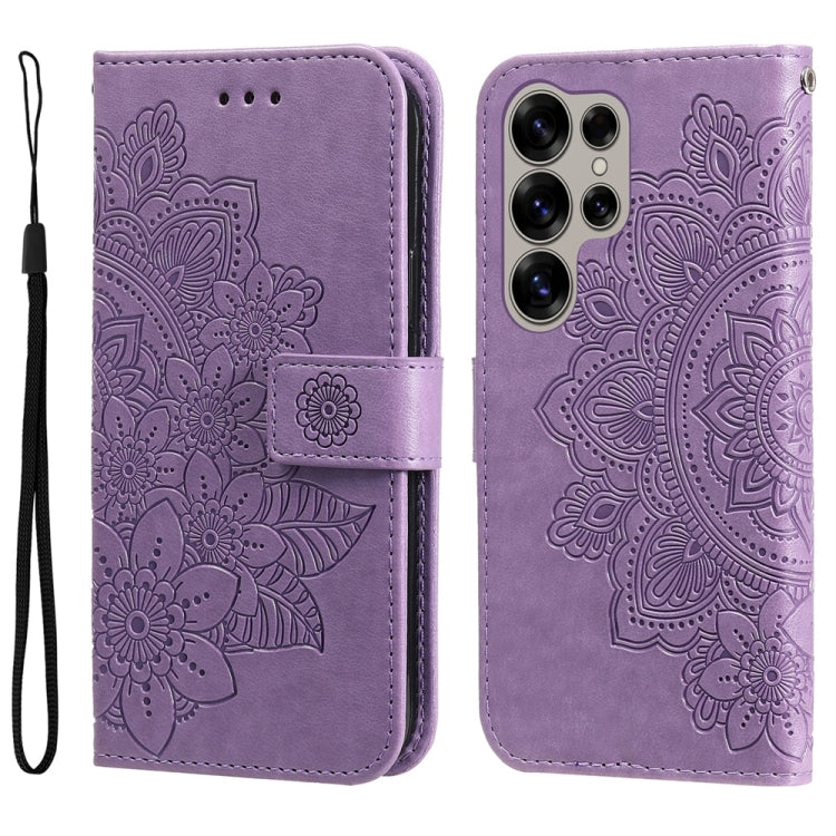 Seven-petal Flowers Embossing Leather Phone Case, For Galaxy S25 Ultra 5G, For Galaxy S24 FE 5G