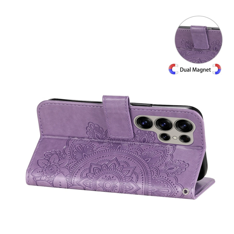 Seven-petal Flowers Embossing Leather Phone Case, For Galaxy S25 Ultra 5G, For Galaxy S24 FE 5G