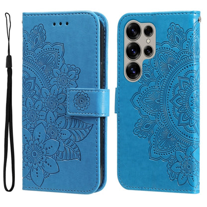 Seven-petal Flowers Embossing Leather Phone Case, For Galaxy S25 Ultra 5G, For Galaxy S24 FE 5G