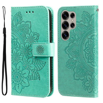Seven-petal Flowers Embossing Leather Phone Case, For Samsung Galaxy S25 Edge 5G, For Samsung Galaxy S25 5G, For Samsung Galaxy S25+ 5G, For Samsung Galaxy S25 Ultra 5G