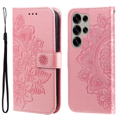 Seven-petal Flowers Embossing Leather Phone Case, For Galaxy S25 Ultra 5G, For Galaxy S24 FE 5G