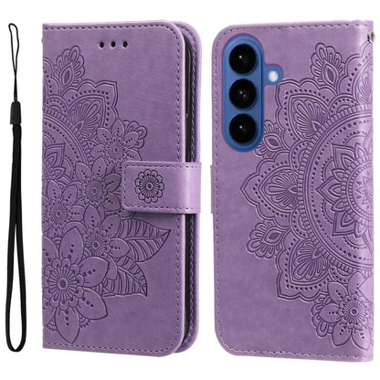 Seven-petal Flowers Embossing Leather Phone Case, For Samsung Galaxy S26+ 5G, For Samsung Galaxy S26 Edge 5G, For Samsung Galaxy S26 Ultra 5G, For Samsung Galaxy S26 5G