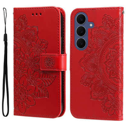 Seven-petal Flowers Embossing Leather Phone Case, For Galaxy S26 FE 5G, For Galaxy S26+ 5G, For Galaxy S26 Edge 5G, For Galaxy S26 Ultra 5G