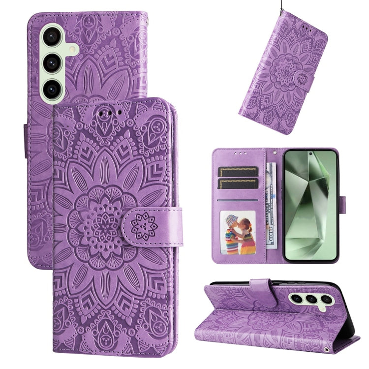 Embossed Sunflower Leather Phone Case, For Samsung Galaxy S24 FE 5G