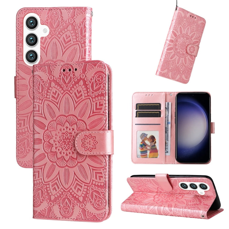 Embossed Sunflower Leather Phone Case, For Galaxy S26 5G, For Galaxy S25 Edge 5G, For Galaxy S25 5G, For Galaxy S25+ 5G