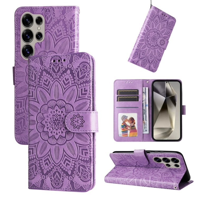 Embossed Sunflower Leather Phone Case, For Galaxy S25 Ultra 5G, For Galaxy S24 FE 5G