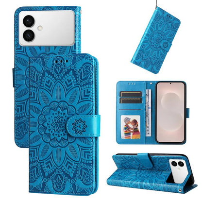 Embossed Sunflower Leather Phone Case, For Galaxy S26 FE 5G, For Galaxy S26+ 5G, For Galaxy S26 Edge 5G, For Galaxy S26 Ultra 5G