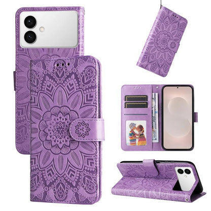 Embossed Sunflower Leather Phone Case, For Galaxy S26 FE 5G, For Galaxy S26+ 5G, For Galaxy S26 Edge 5G, For Galaxy S26 Ultra 5G