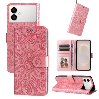 Embossed Sunflower Leather Phone Case, For Galaxy S26 FE 5G, For Galaxy S26+ 5G, For Galaxy S26 Edge 5G, For Galaxy S26 Ultra 5G