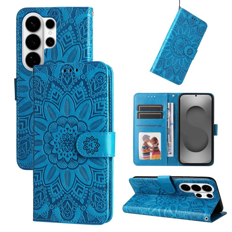 Embossed Sunflower Leather Phone Case, For Galaxy S26 FE 5G, For Galaxy S26+ 5G, For Galaxy S26 Edge 5G, For Galaxy S26 Ultra 5G