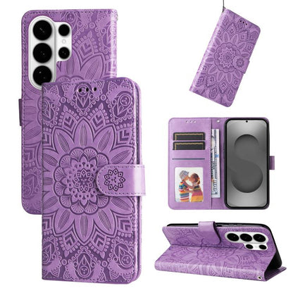 Embossed Sunflower Leather Phone Case, For Galaxy S26 FE 5G, For Galaxy S26+ 5G, For Galaxy S26 Edge 5G, For Galaxy S26 Ultra 5G