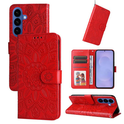 Embossed Sunflower Leather Phone Case, For Galaxy S26 FE 5G, For Galaxy S26+ 5G, For Galaxy S26 Edge 5G, For Galaxy S26 Ultra 5G