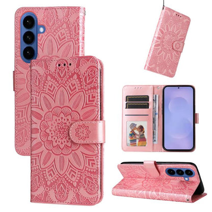 Embossed Sunflower Leather Phone Case, For Galaxy S26 FE 5G, For Galaxy S26+ 5G, For Galaxy S26 Edge 5G, For Galaxy S26 Ultra 5G