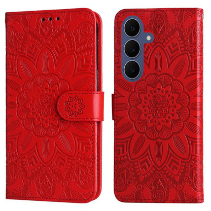 Embossed Sunflower Leather Phone Case, For Galaxy S26 FE 5G, For Galaxy S26+ 5G, For Galaxy S26 Edge 5G, For Galaxy S26 Ultra 5G