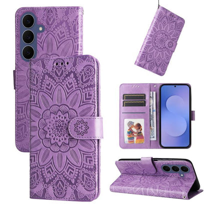 Embossed Sunflower Leather Phone Case, For Galaxy S26 FE 5G, For Galaxy S26+ 5G, For Galaxy S26 Edge 5G, For Galaxy S26 Ultra 5G