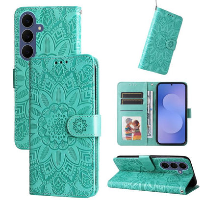 Embossed Sunflower Leather Phone Case, For Galaxy S26 FE 5G, For Galaxy S26+ 5G, For Galaxy S26 Edge 5G, For Galaxy S26 Ultra 5G