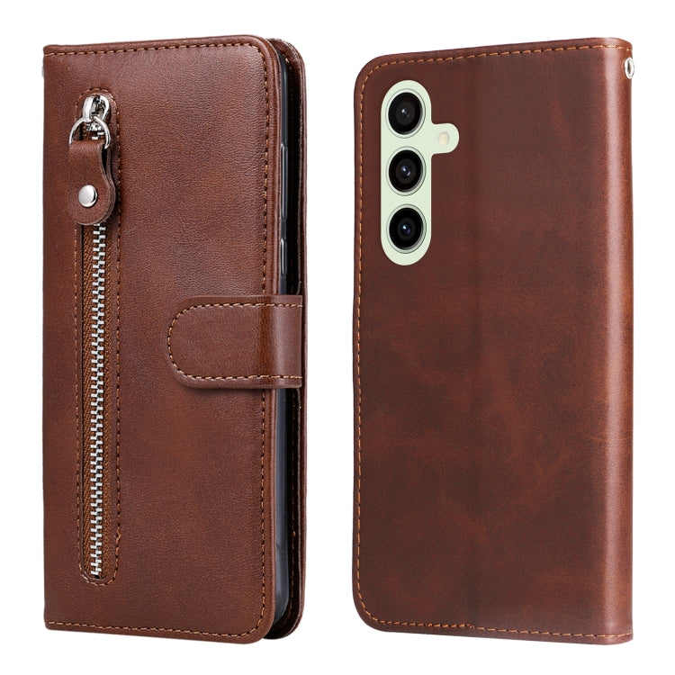 Fashion Calf Texture Zipper Leather Phone Case, For Galaxy S25 Ultra 5G, For Galaxy S24 FE 5G