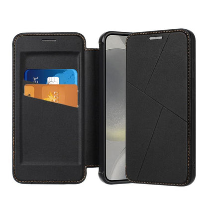 Magnetic Armor Series RFID Card Slots Leather Phone Case, For Samsung Galaxy S25 5G, For Samsung Galaxy S25+ 5G, For Samsung Galaxy S25 Ultra 5G, For Samsung Galaxy S24 Ultra 5G, For Samsung Galaxy S24+ 5G, For Samsung Galaxy S24 5G
