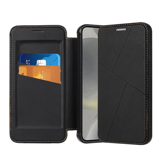 Magnetic Armor Series RFID Card Slots Leather Phone Case, For Samsung Galaxy S25 5G, For Samsung Galaxy S25+ 5G, For Samsung Galaxy S25 Ultra 5G, For Samsung Galaxy S24 Ultra 5G, For Samsung Galaxy S24+ 5G, For Samsung Galaxy S24 5G