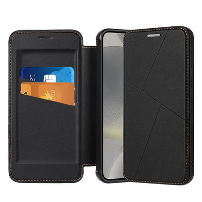 Magnetic Armor Series RFID Card Slots Leather Phone Case, For Samsung Galaxy S25 5G, For Samsung Galaxy S25+ 5G, For Samsung Galaxy S25 Ultra 5G, For Samsung Galaxy S24 Ultra 5G