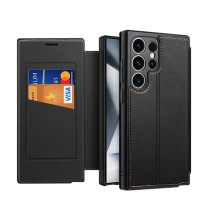 Magnetic Armor Series RFID Card Slots Leather Phone Case, For Samsung Galaxy S25 5G, For Samsung Galaxy S25+ 5G, For Samsung Galaxy S25 Ultra 5G, For Samsung Galaxy S24 Ultra 5G