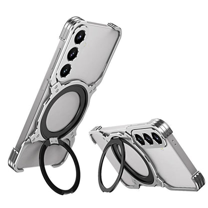 Mechanical Arm Borderless MagSafe Holder Metal Phone Case, For Samsung Galaxy S25 5G, For Samsung Galaxy S25+ 5G, For Samsung Galaxy S25 Ultra 5G, For Samsung Galaxy S24 Ultra 5G
