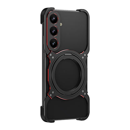 Mechanical Arm Borderless MagSafe Holder Metal Phone Case, For Samsung Galaxy S25 5G, For Samsung Galaxy S25+ 5G, For Samsung Galaxy S25 Ultra 5G, For Samsung Galaxy S24 Ultra 5G